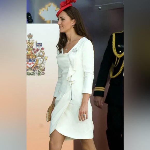 REISS Nanette Zip Frill Midi Dress Kate Middleton Engagement Ruffle Wrap Classic - Picture 16 of 16